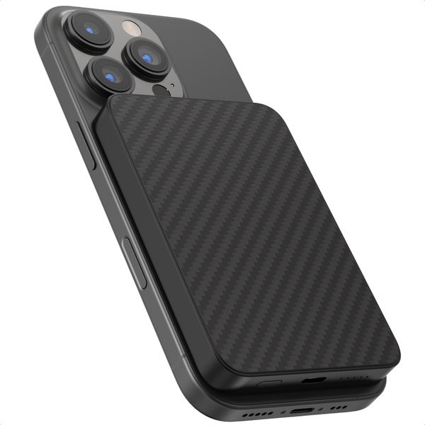 Accezz Kevlar Powerbank 5.000 mAh - MagSafe en Qi2 - Zwart