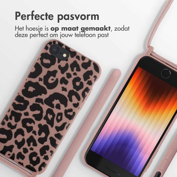 imoshion Siliconen design hoesje met koord Apple iPhone SE (2022 / 2020) / 8 / 7 - Animal Pink