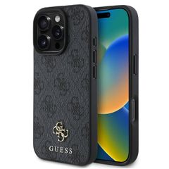 Guess 4G Metal Logo Backcover MagSafe iPhone 16 Pro - Zwart