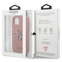 Guess 4G Metal Logo Saffiano Backcover Apple iPhone 13 Mini - Roze