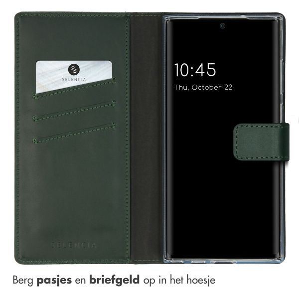 Selencia Echt Leren Bookcase Samsung Galaxy S23 Ultra - Groen