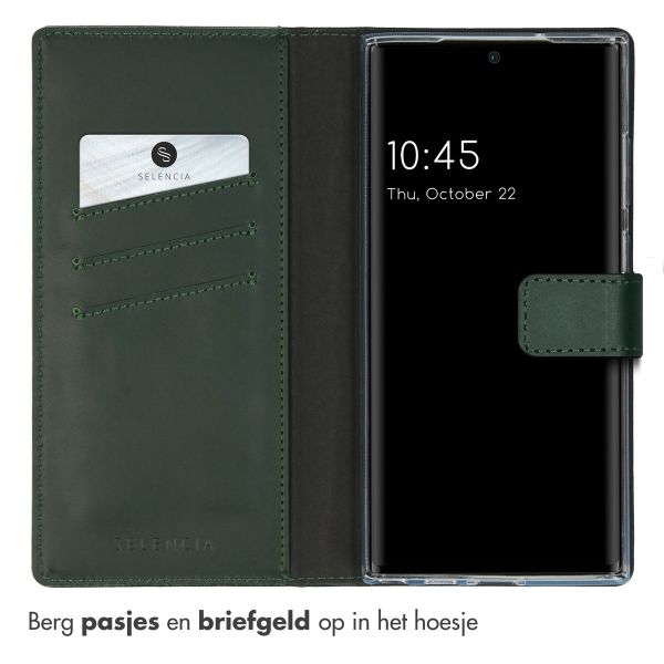 Selencia Echt Lederen Bookcase Samsung Galaxy S23 Ultra - Groen