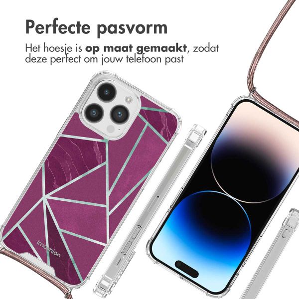 imoshion Design hoesje met koord Apple iPhone 14 Pro - Bordeaux Graphic