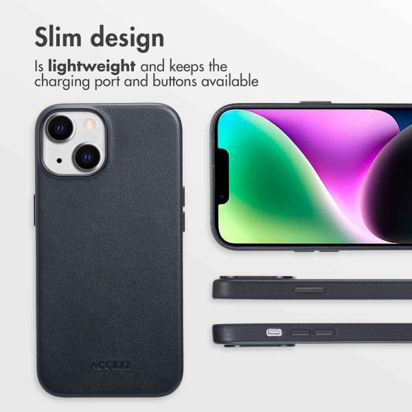 Accezz Leather Back Cover with MagSafe Apple iPhone 14 - Onyx Black