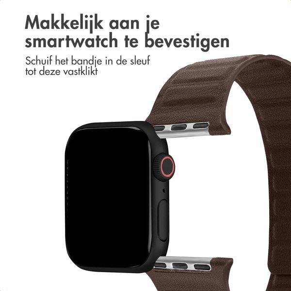 Accezz Magnetisch echt lederen bandje Apple Watch | 44/45/46/49 mm - Chocolate Brown