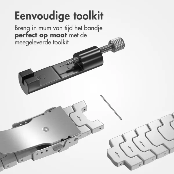 Accezz Steel Band Samsung Galaxy Watch 4 / 5 / 6 / 7 / FE (20 mm) - Zilver & Zwart