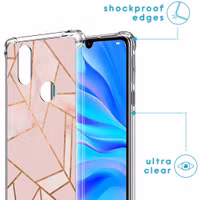 imoshion Design hoesje met koord Huawei P30 Lite - Grafisch Koper - Roze / Goud