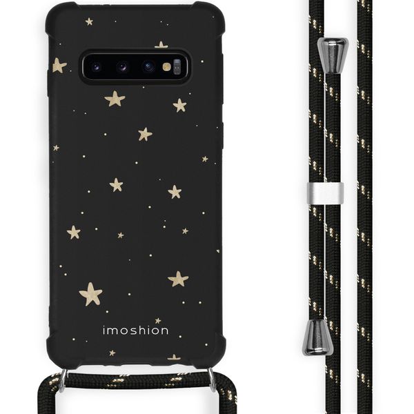 imoshion Design hoesje met koord Samsung Galaxy S10 - Sterren - Zwart / Goud