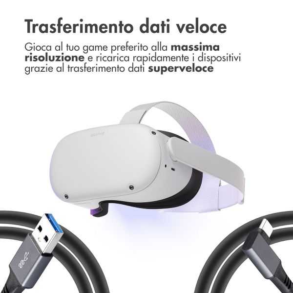 imoshion Oculus Quest 1 & 2 en Meta Quest 3 Link kabel - 5 meter - Zwart