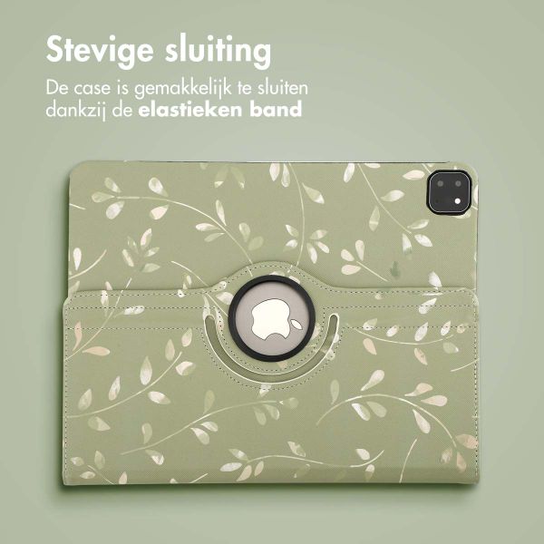 imoshion 360° Draaibare Design Bookcase Apple iPad Air 13 inch (2025) M3 / (2024) M2 - Green Flowers