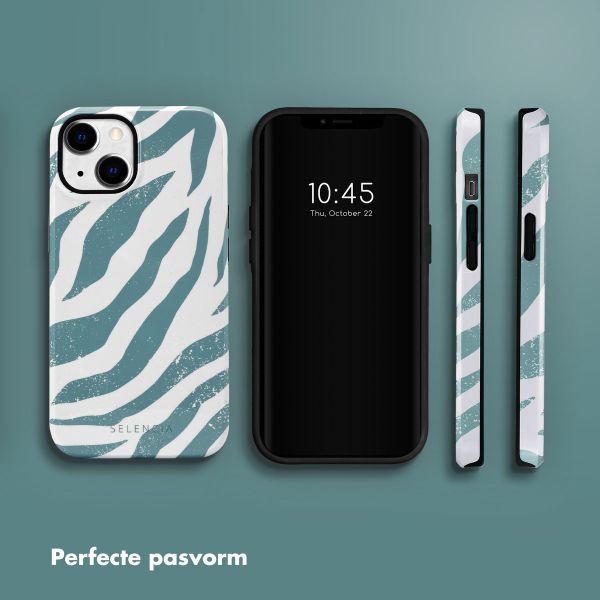 Selencia Vivid Tough Backcover iPhone 14 - Colorful Zebra Pine Blue