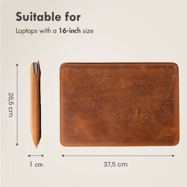 Accezz Leather laptop sleeve 16 inch - Cognac