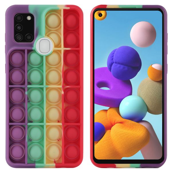 imoshion Pop It Fidget Toy - Pop It hoesje Galaxy A21s  - Rainbow