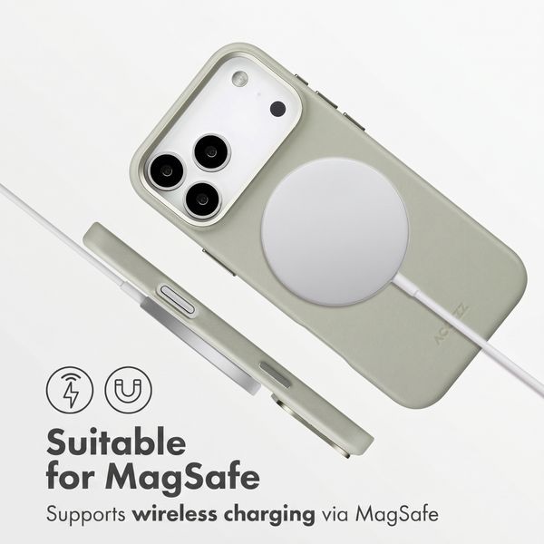 Accezz Leather Case with MagSafe Apple iPhone 18 Pro / 17 Pro - Light Grey