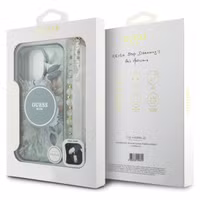Guess MagSafe IML Flowers Case met beads strap Apple iPhone 16 Pro Max - Green