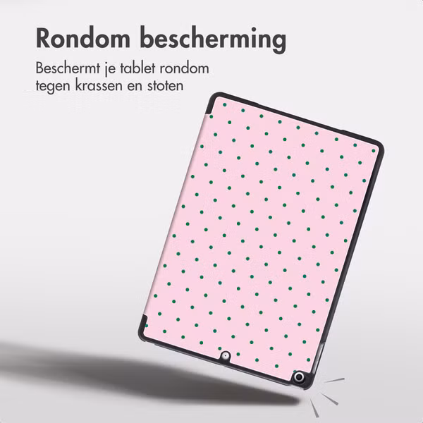 imoshion Design Trifold Bookcase Apple iPad 9 (2021) 10.2 inch / iPad 8 (2020) 10.2 inch / iPad 7 (2019) 10.2 inch - Happy Dots