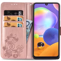 Klavertje Bloemen Bookcase Samsung Galaxy A31 - Rosé Goud
