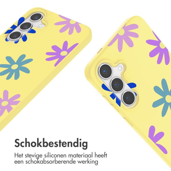 imoshion Siliconen design hoesje met koord Samsung Galaxy S24 - Yellow Flower Distance