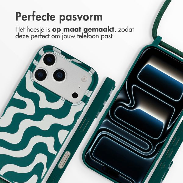 imoshion Siliconen design hoesje met koord Apple iPhone 17 Pro Max - Petrol Green Groovy