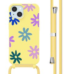 imoshion Siliconen design hoesje met koord iPhone 15 - Yellow Flower Distance