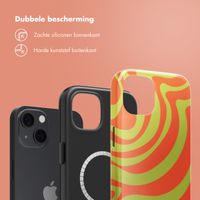 Selencia Vivid Tough Backcover met MagSafe iPhone 13 - Wavy Swirl Orange Fern