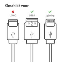 imoshion Lightning naar USB kabel - Non-MFi - Gevlochten textiel - 2 meter - Wit