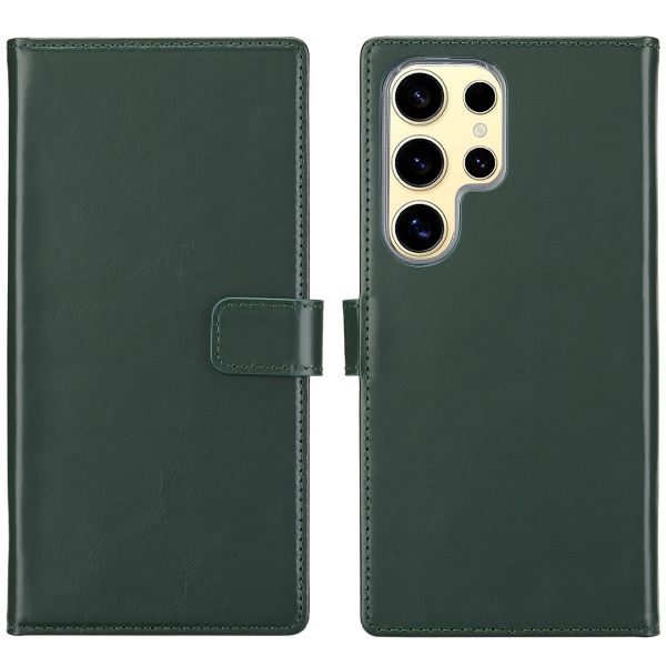 Selencia Echt Lederen Bookcase Samsung Galaxy S25 Ultra - Groen