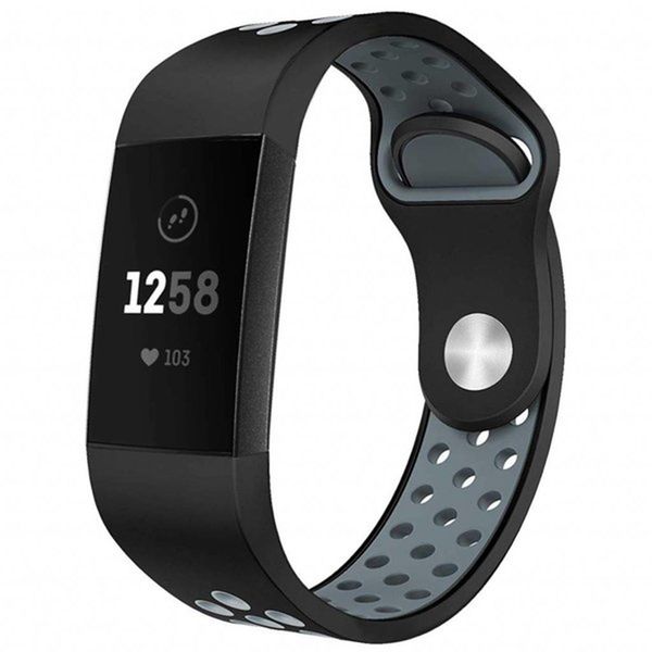 imoshion Siliconen sport bandje Fitbit Charge 3 / 4 - Zwart / Grijs