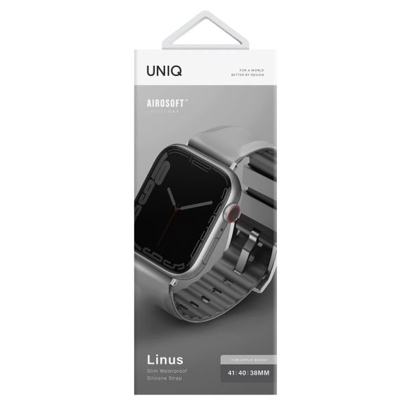 Uniq Linus AiroSoft™ Siliconen bandje Apple Watch Series 1 t/m 9 / SE (38/40/41 mm) | Series 10 / 11 (42 mm) - Chalk Grey