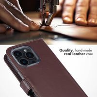 Selencia Genuine Leather Book Case Apple iPhone 16 Pro - Brown