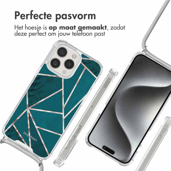 imoshion Design hoesje met koord Apple iPhone 15 Pro - Petrol Green Graphic