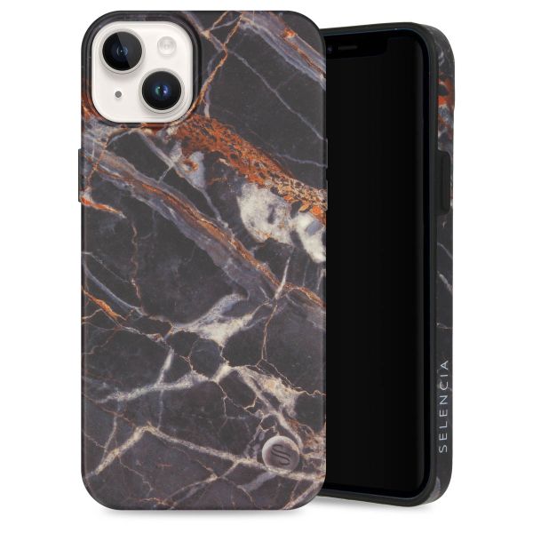 Selencia Aurora Fashion Backcover iPhone 14 Plus - Duurzaam hoesje - 100% gerecycled - Zwart Marmer