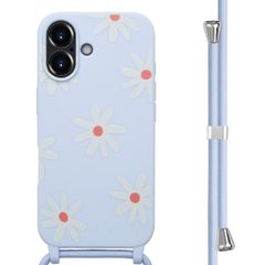 imoshion Siliconen design hoesje met koord iPhone 16 - Lila Flower Distance