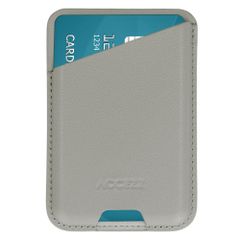 Accezz Magnetic Leather Card Holder - Compatible with Apple Find My - Light Grey