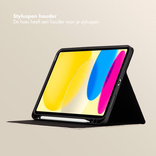 Selencia Sabi Bookcase met panterprint Apple iPad 11 (2025) 11 inch A16 / iPad 10 (2022) 10.9 inch - Soft Ivory