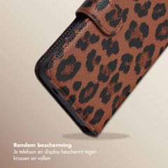 Selencia Sabi Bookcase met Panterprint Samsung Galaxy S25 / S24 - Mocha Brown