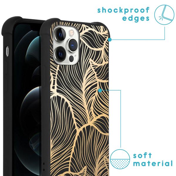 imoshion Design hoesje met koord iPhone 12 Pro Max - Bladeren - Goud