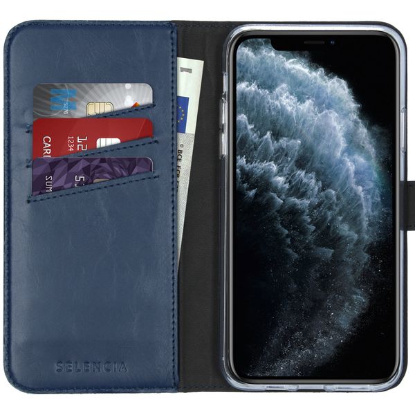 Selencia Echt Leren Bookcase iPhone 11 Pro Max - Blauw