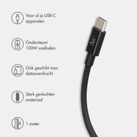 imoshion Braided USB-C naar USB-C kabel 100W - 1 meter - Zwart