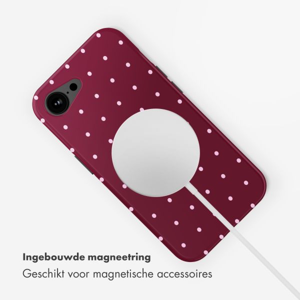 Selencia Vivid Backcover met MagSafe Apple iPhone 17e / 16e - Happy Dots Burgundy