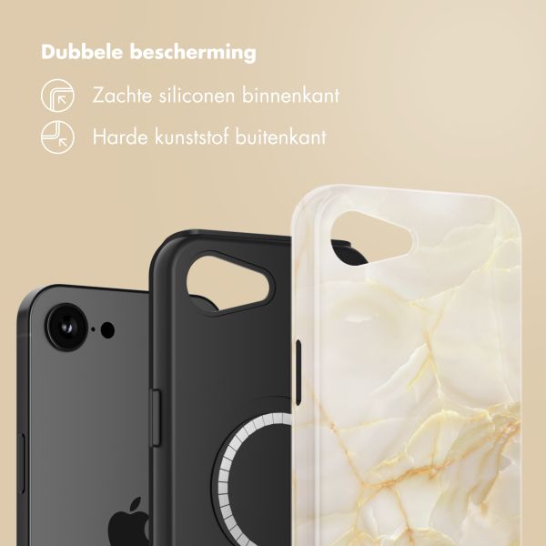 Selencia Vivid Backcover met MagSafe Apple iPhone 16e - Golden Beige Marble