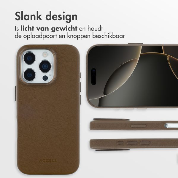 Accezz MagSafe Leather Backcover Apple iPhone 16 Pro - Coffee Brown