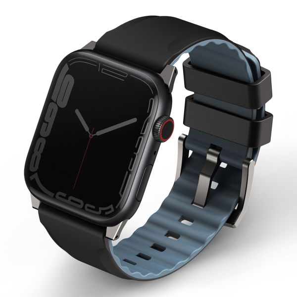 Uniq Linus AiroSoft™ Siliconen bandje Apple Watch Series 1 t/m 9 / SE (38/40/41 mm) | Series 10 (42 mm) - Midnight Black