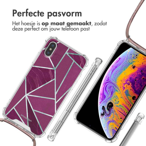 imoshion Design hoesje met koord Apple iPhone X / Xs - Bordeaux Graphic