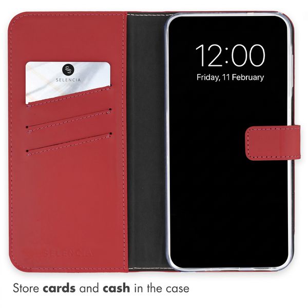 Selencia Genuine Leather Book Case Samsung Galaxy S26 FE - Red