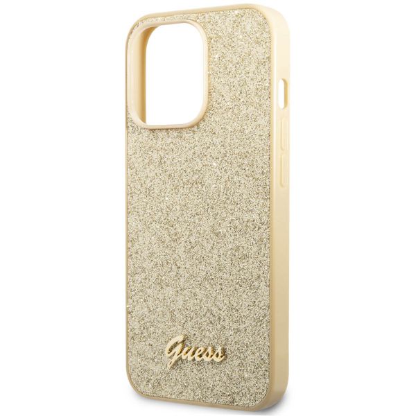 Guess Glitter Flakes Backcover Apple iPhone 14 Pro - Goud