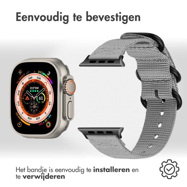 imoshion Nylon bandje Apple Watch Series 1-10 / SE / Ultra (2) - 42/44/45/46/49 mm - Lichtgrijs