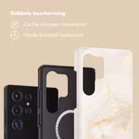 Selencia Vivid Backcover met MagSafe Samsung Galaxy S25 Ultra - Golden Beige Marble