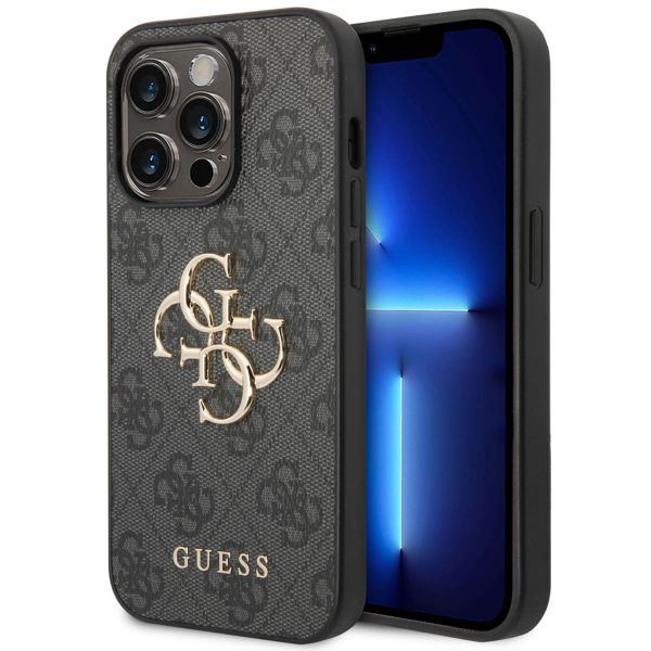 Guess 4G Metal Logo Backcover iPhone 14 Pro - Grijs