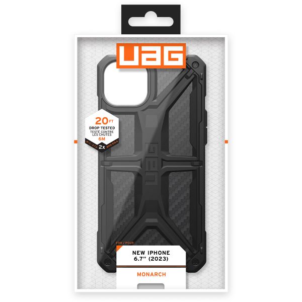 UAG Monarch Backcover iPhone 15 Plus - Carbon Fiber